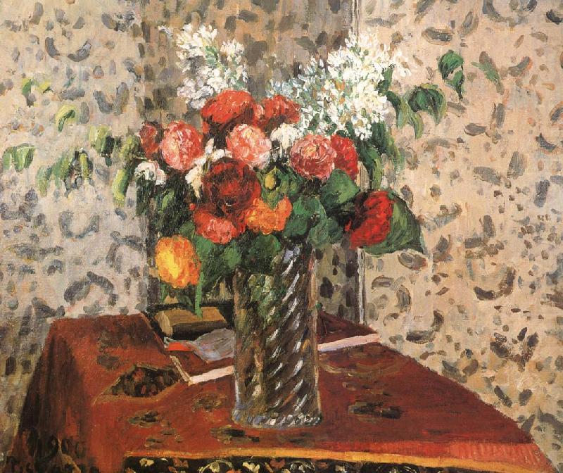 Camille Pissarro Table flowers china oil painting image